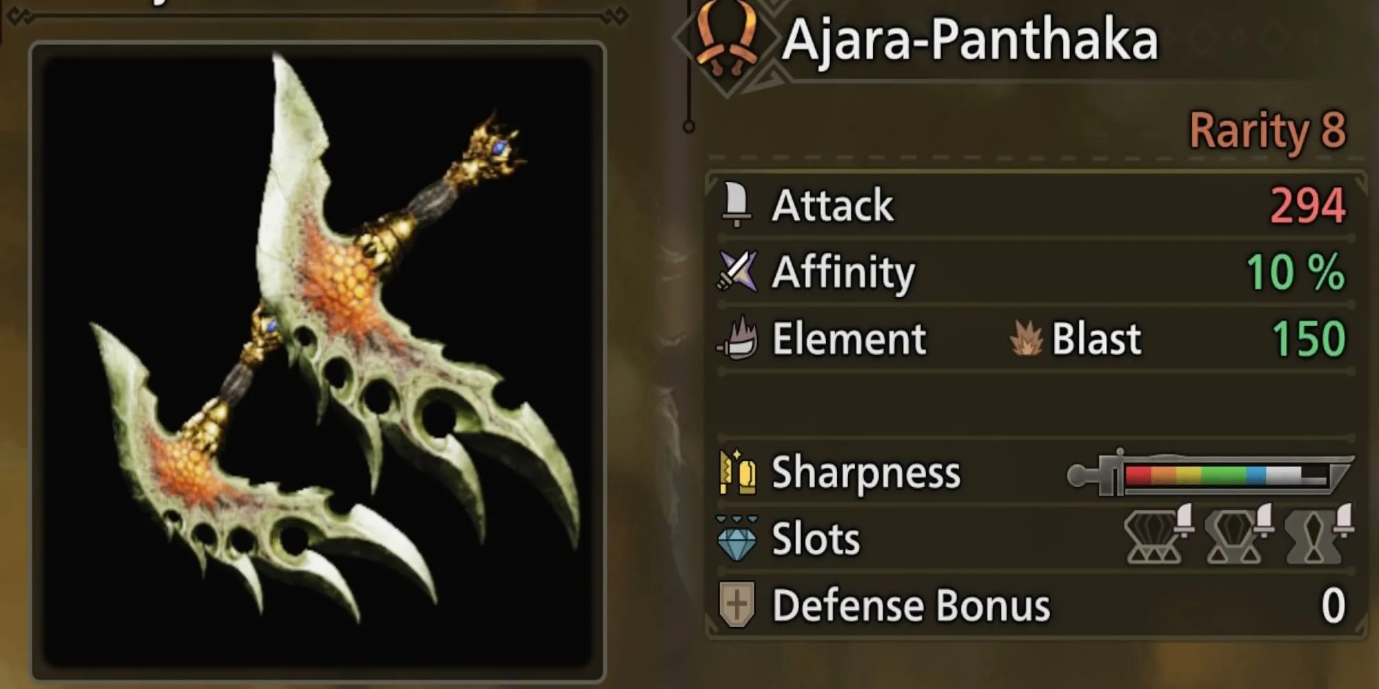 Ajara-Panthaka - Song Đao hệ Nổ từ Ajarakan trong Monster Hunter Wilds, gây sát thương định kỳ mạnh mẽ