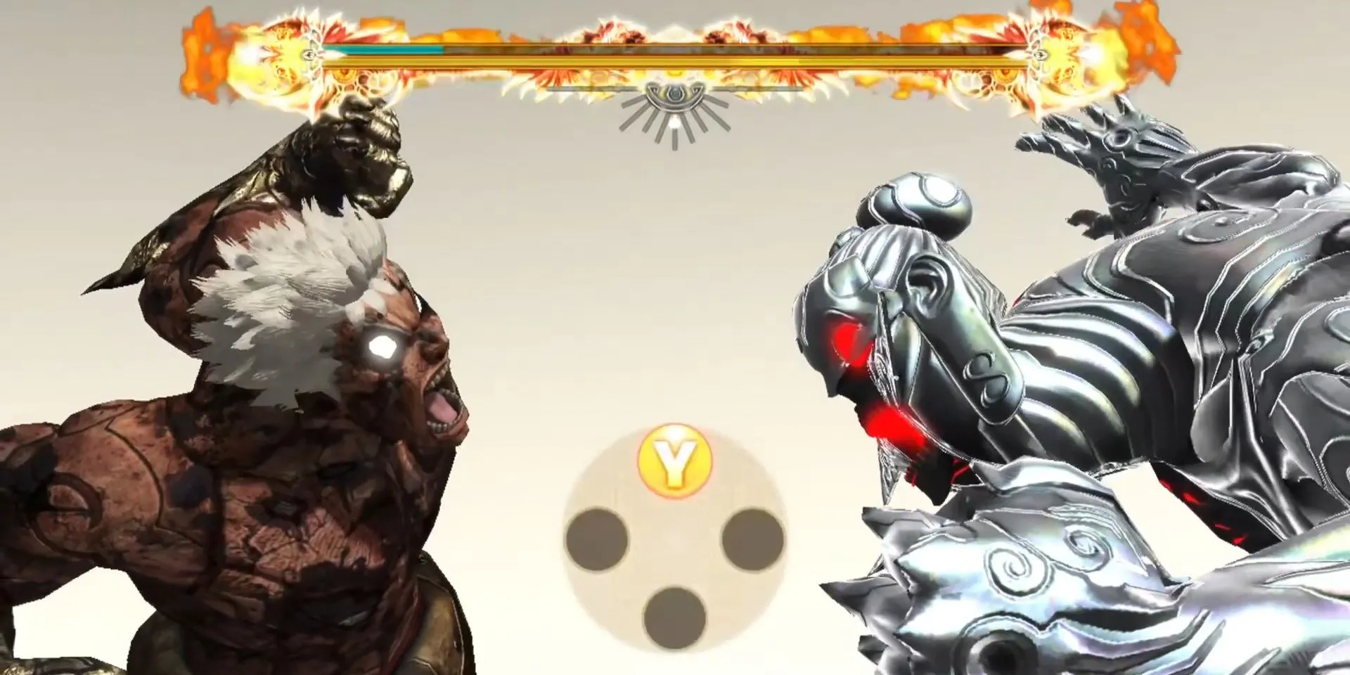 Asura tung nắm đấm vào Chakravartin trong Asura's Wrath với các nút QTE xuất hiện trên màn hình