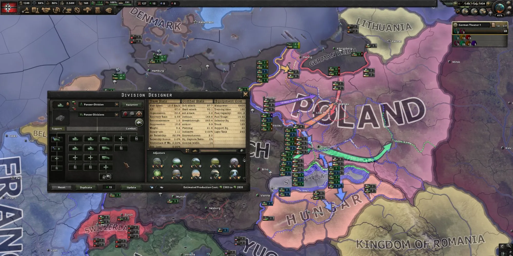 Bản đồ các quốc gia đang tấn công nhau trong Hearts of Iron IV