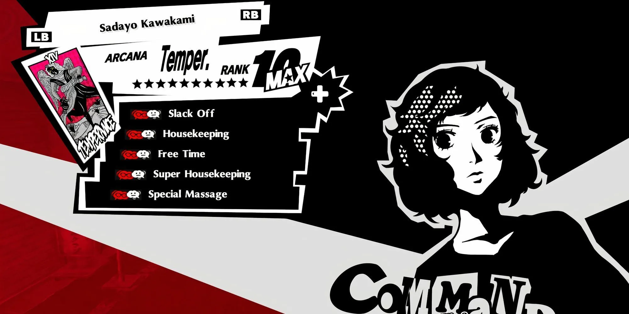 Bảng tóm tắt các perk nhận được khi tăng rank Confidant Sadayo Kawakami trong Persona 5 Royal