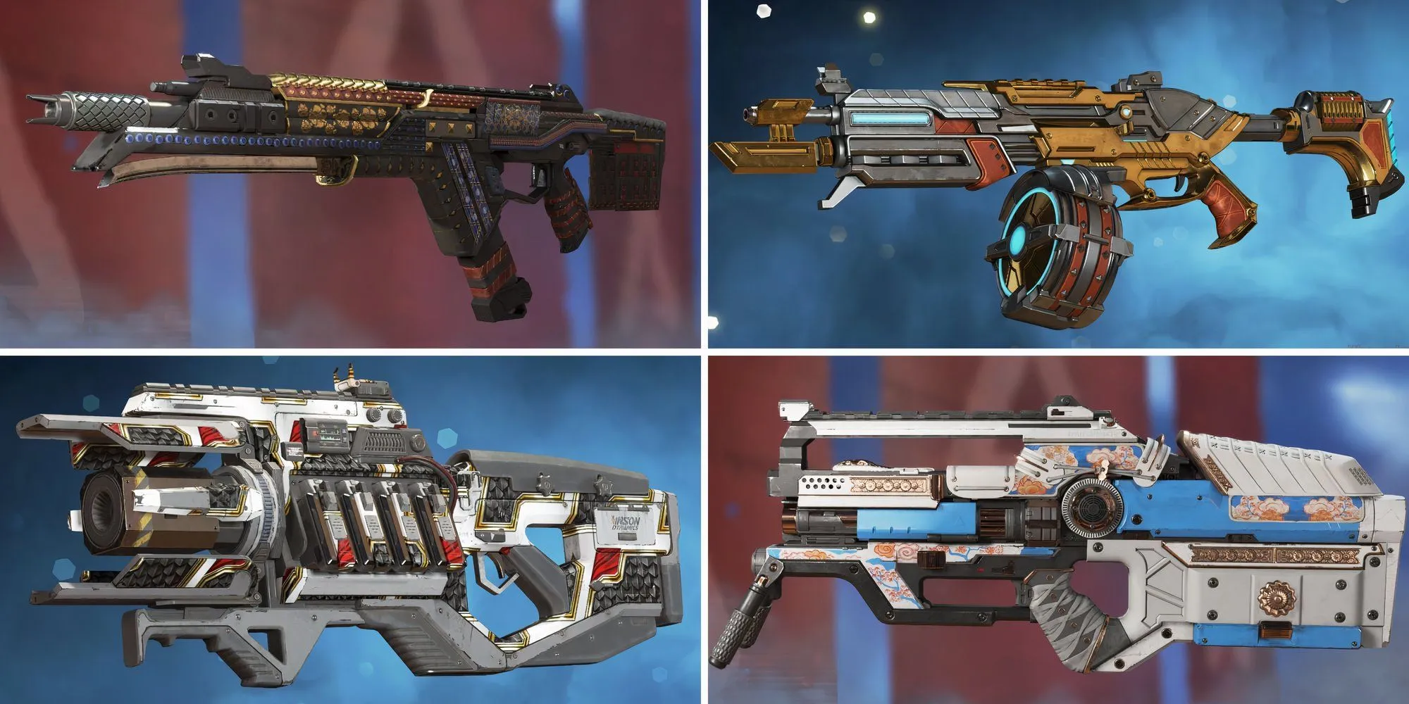 Các vũ khí mạnh trong Apex Legends như R-301, Charge Rifle, L-Star và EVA-8.