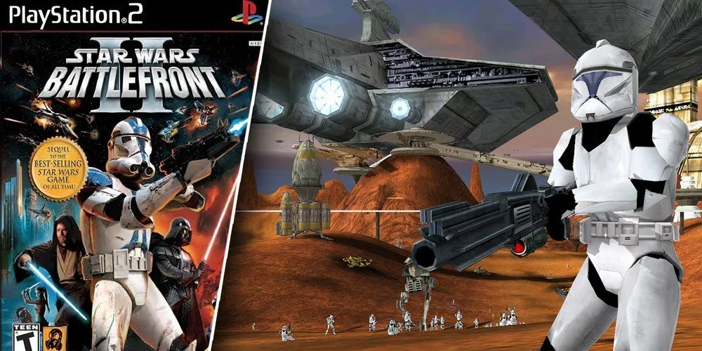 Cảnh chiến đấu hoành tráng trong Star Wars Battlefront II trên PS2