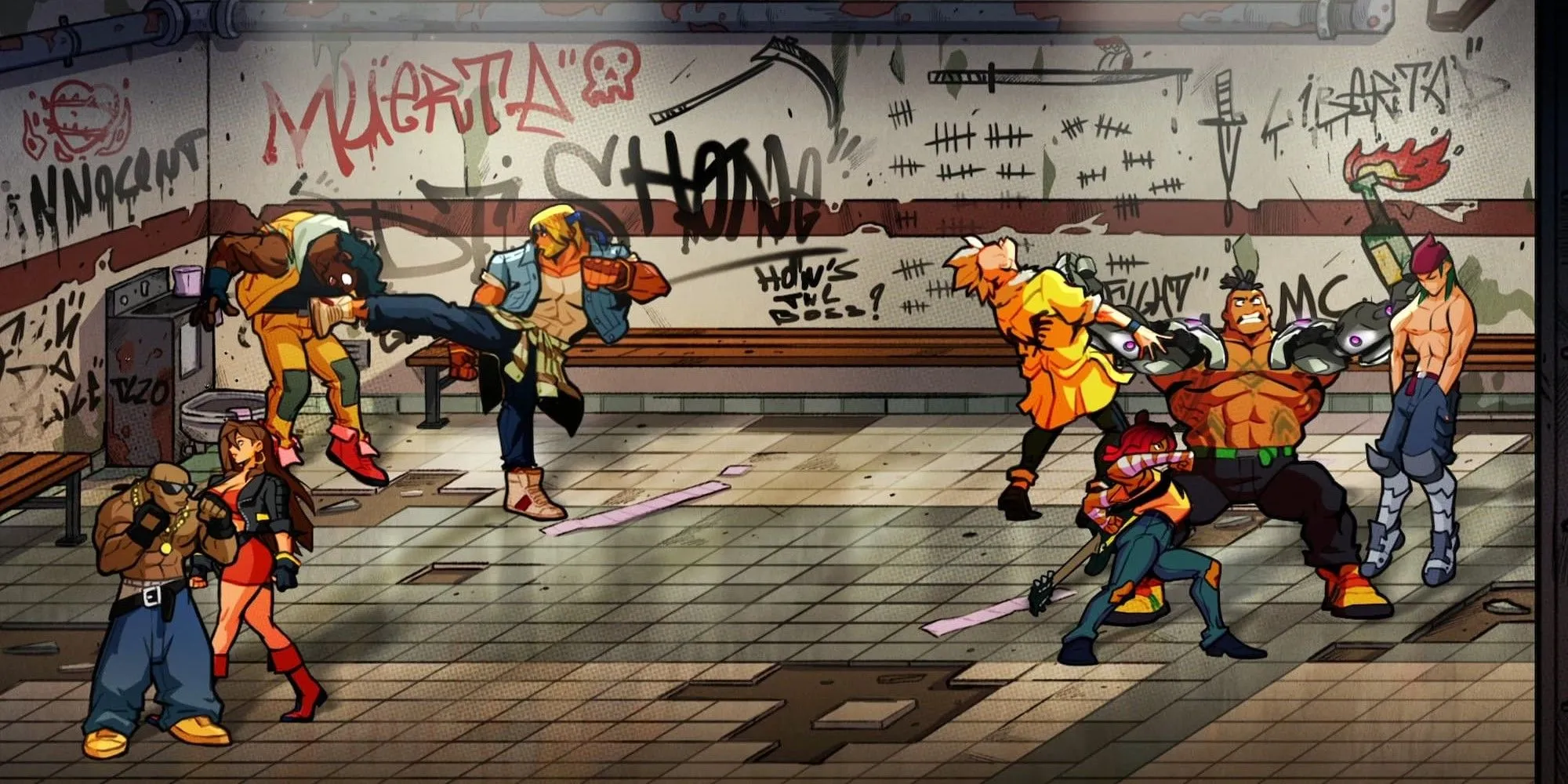 Cảnh đánh nhau trong Streets of Rage 4 với đồ họa vẽ tay