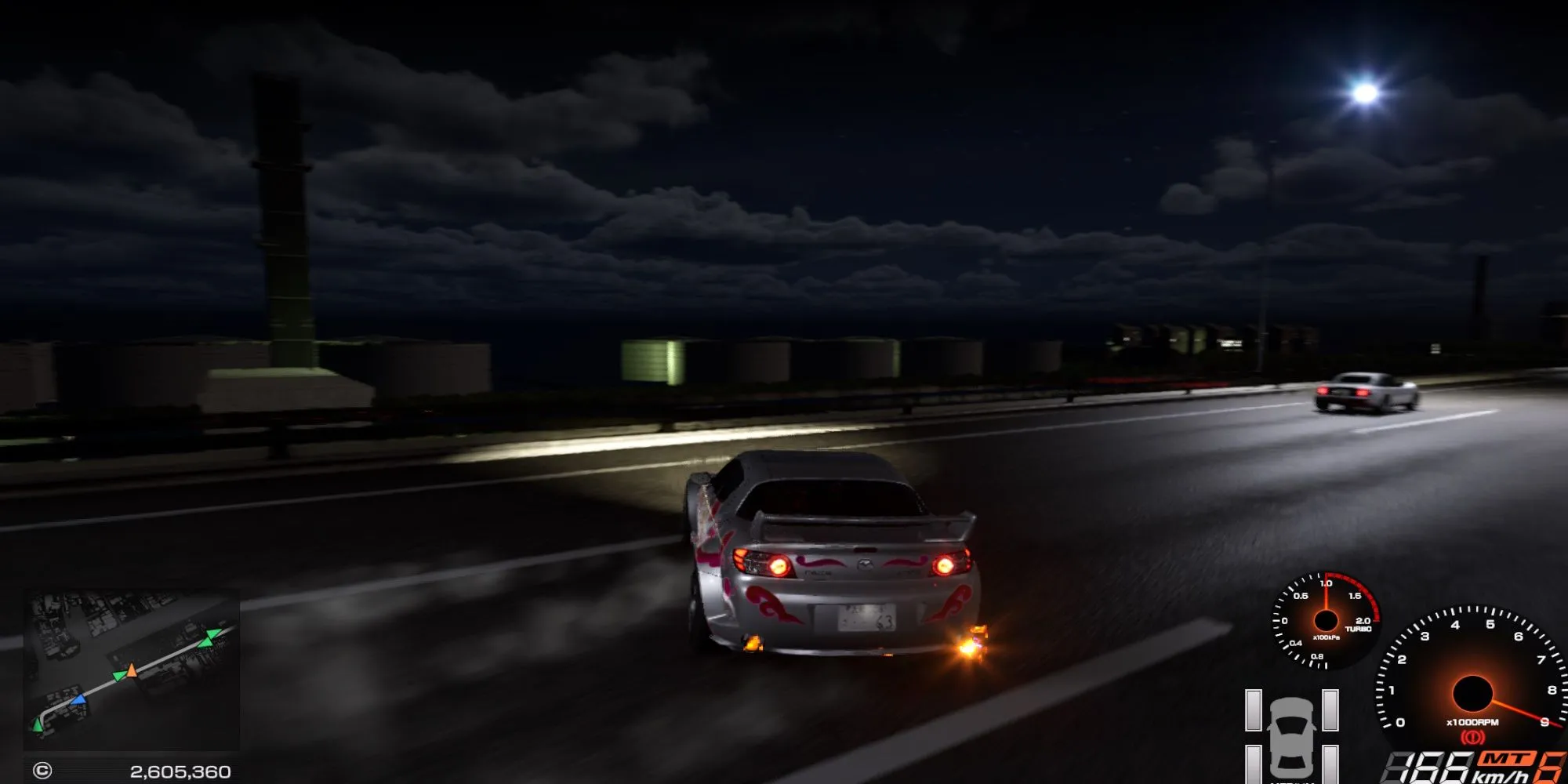 Chiếc xe đang drift trên đường cao tốc Tokyo trong Tokyo Xtreme Racer