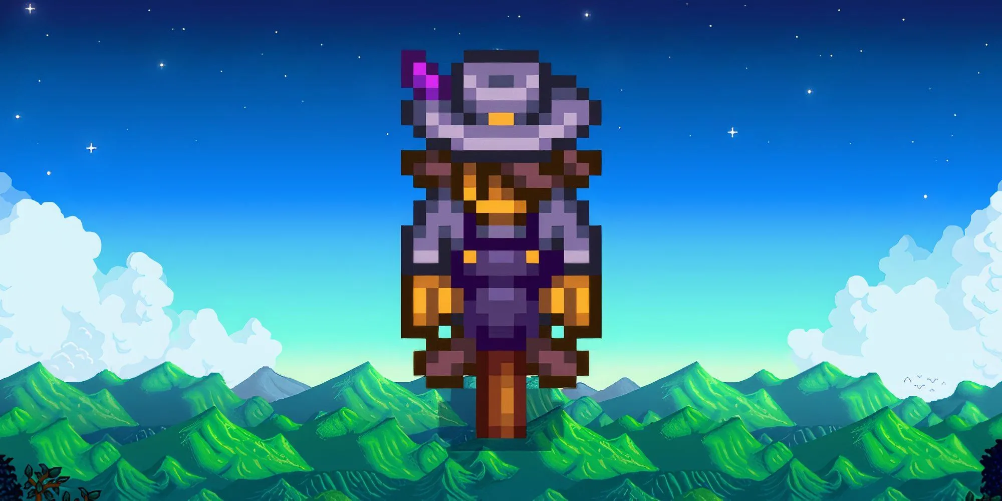 Chim bù nhìn Sang trọng (Deluxe Scarecrow) trong Stardew Valley, có bán kính chống quạ lớn hơn