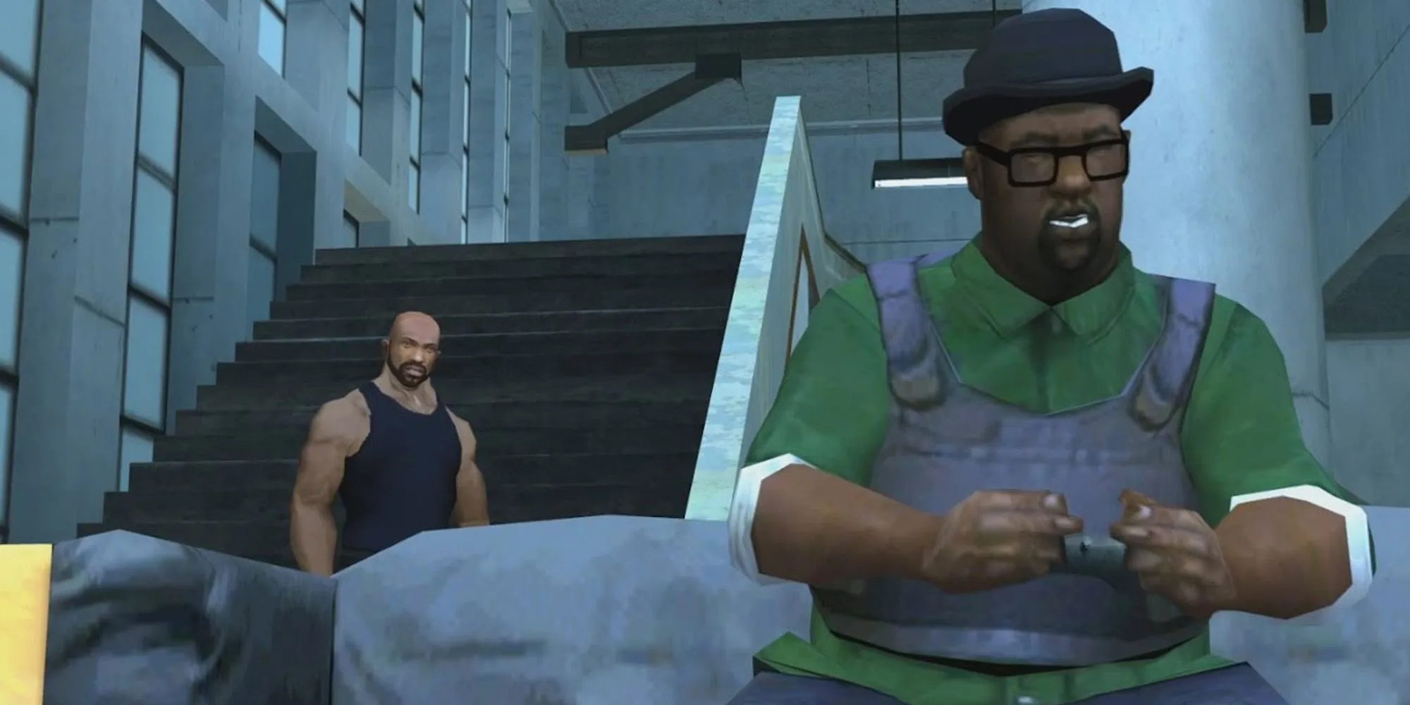 CJ lái xe đuổi theo xe cứu hỏa của Tenpenny trong nhiệm vụ cuối cùng End of the Line GTA San Andreas