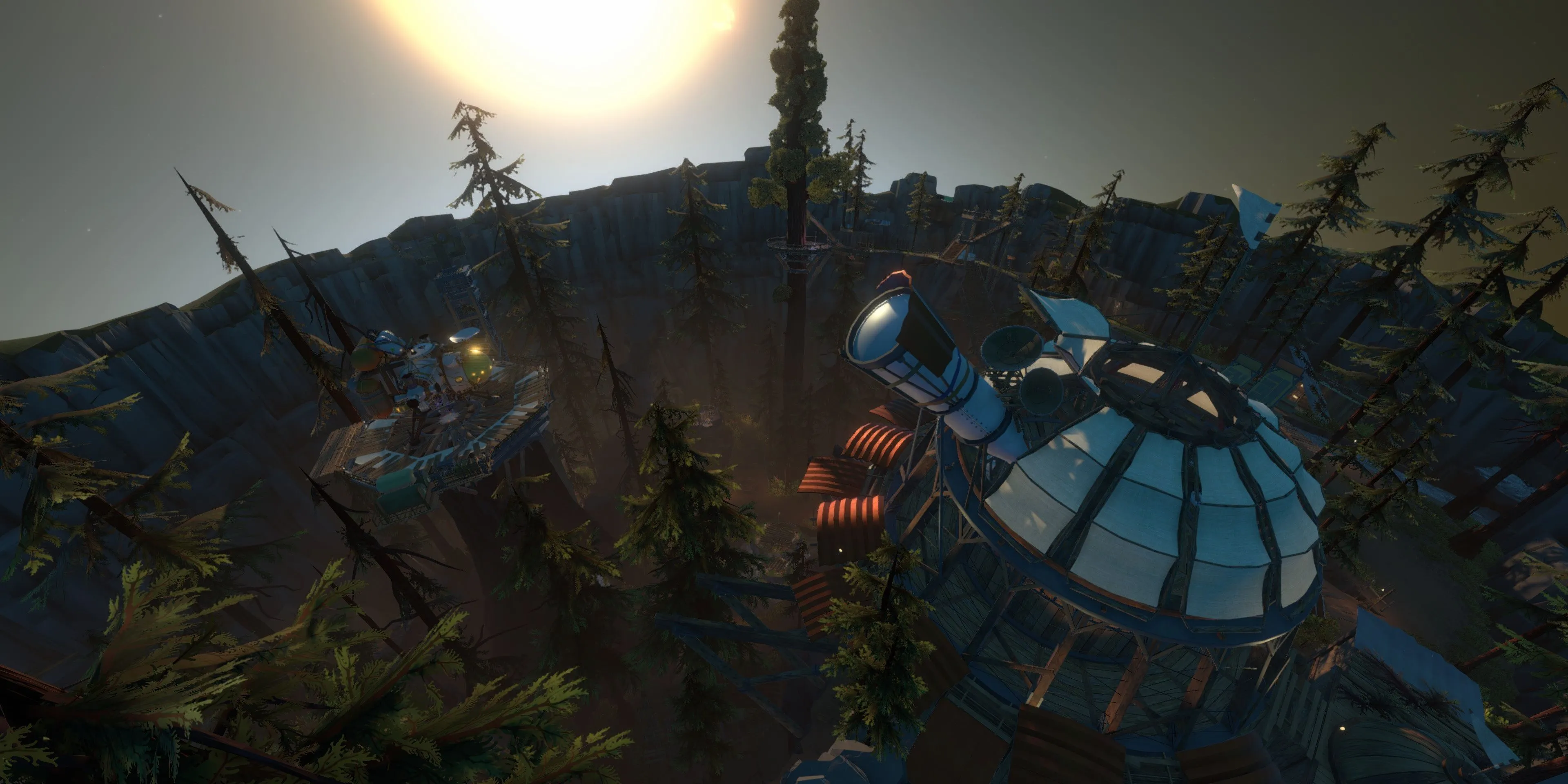 Đài quan sát Timber Hearth nhìn ra không gian bao la trong Outer Wilds