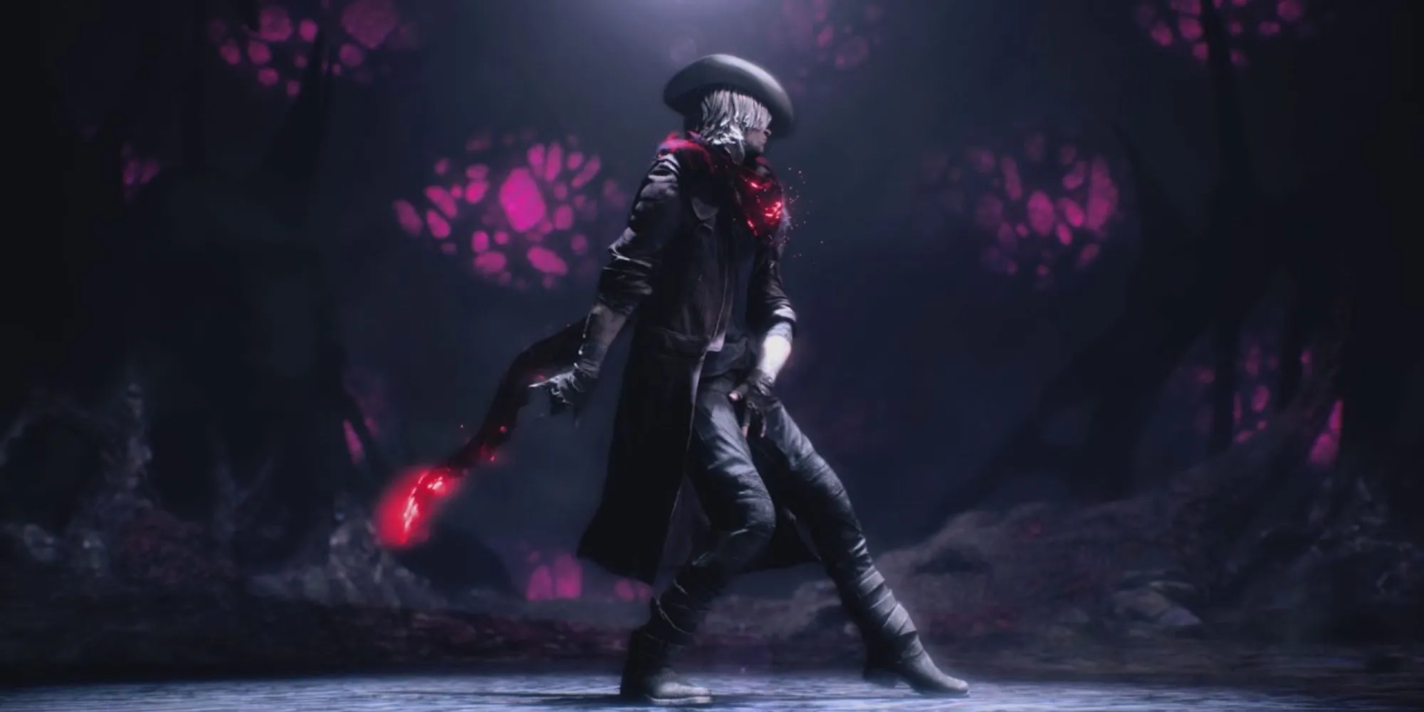 Dante đội chiếc mũ Dr. Faust, một vũ khí trong Devil May Cry 5