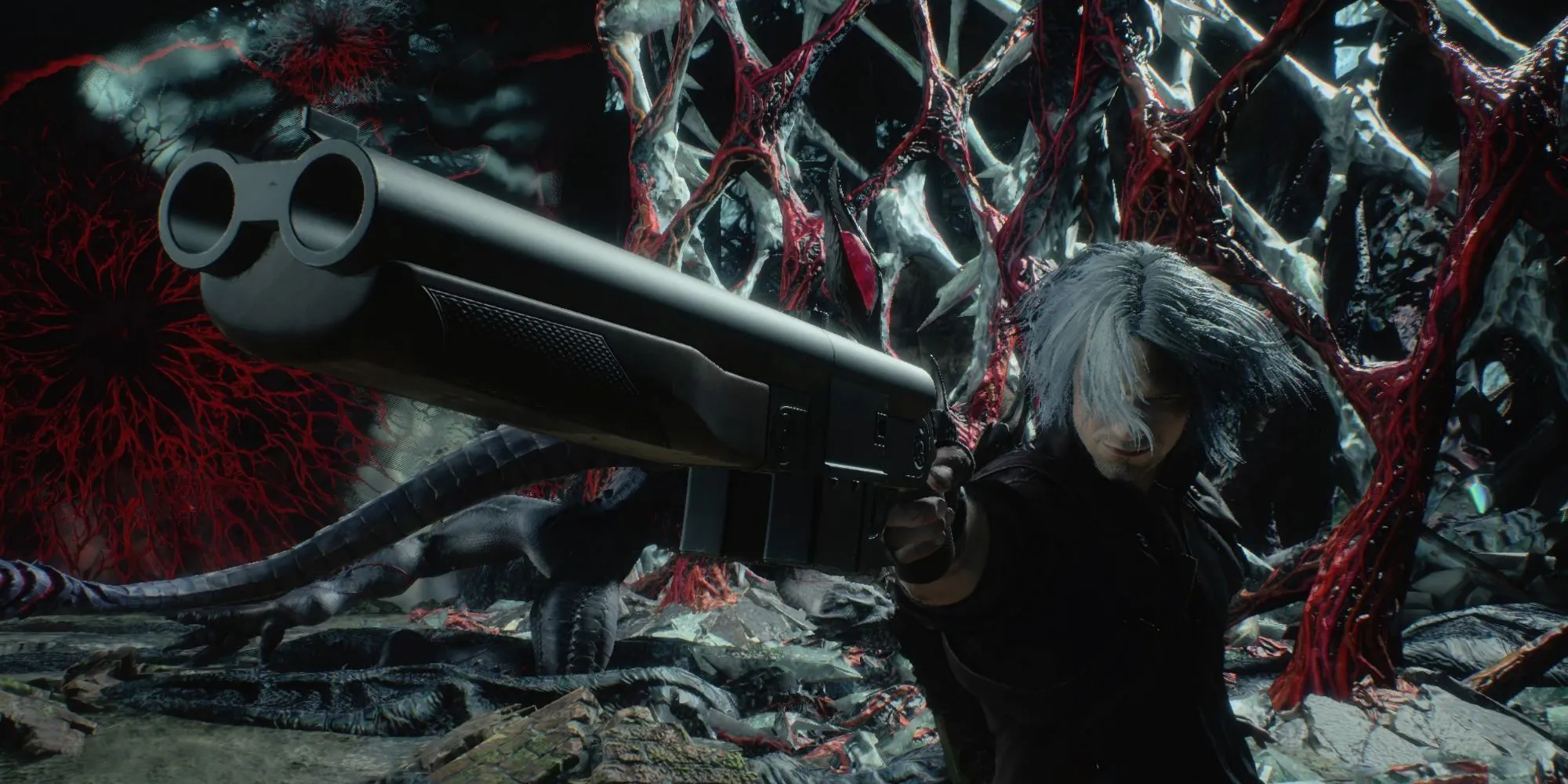 Dante sử dụng khẩu shotgun Coyote-A trong Devil May Cry 5