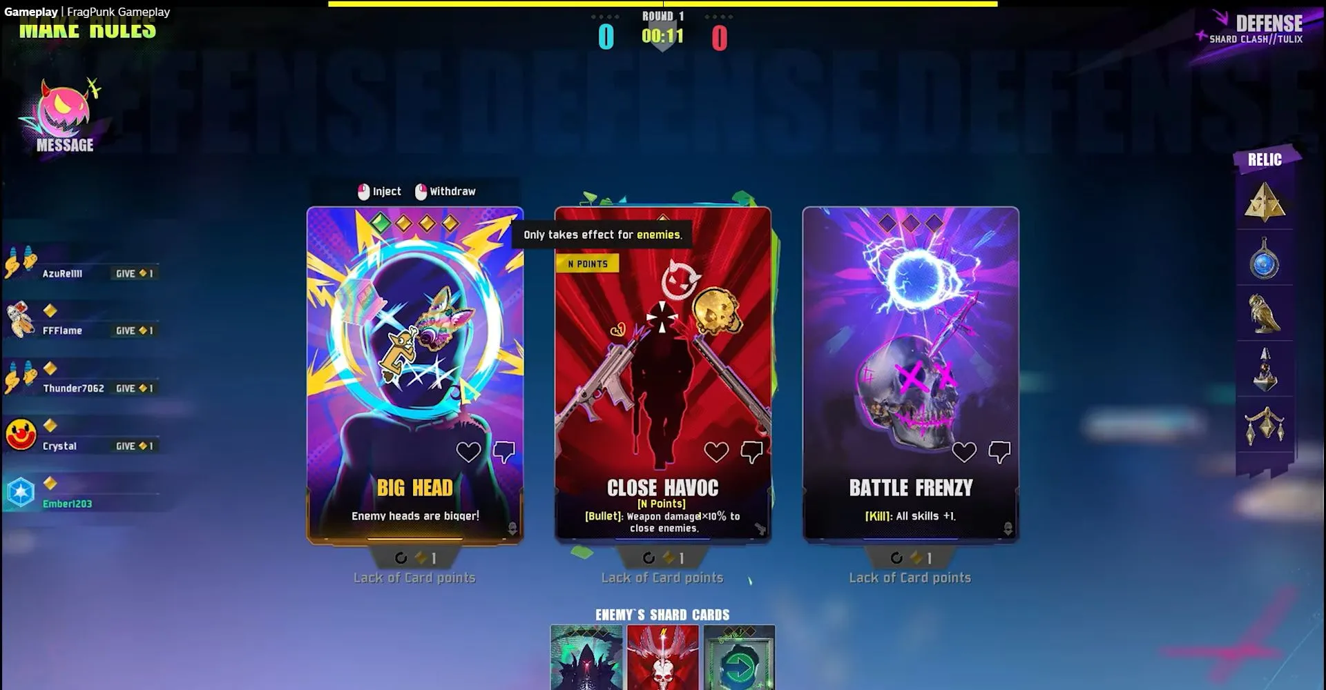 Giao diện các thẻ bài shard card độc đáo trong FragPunk