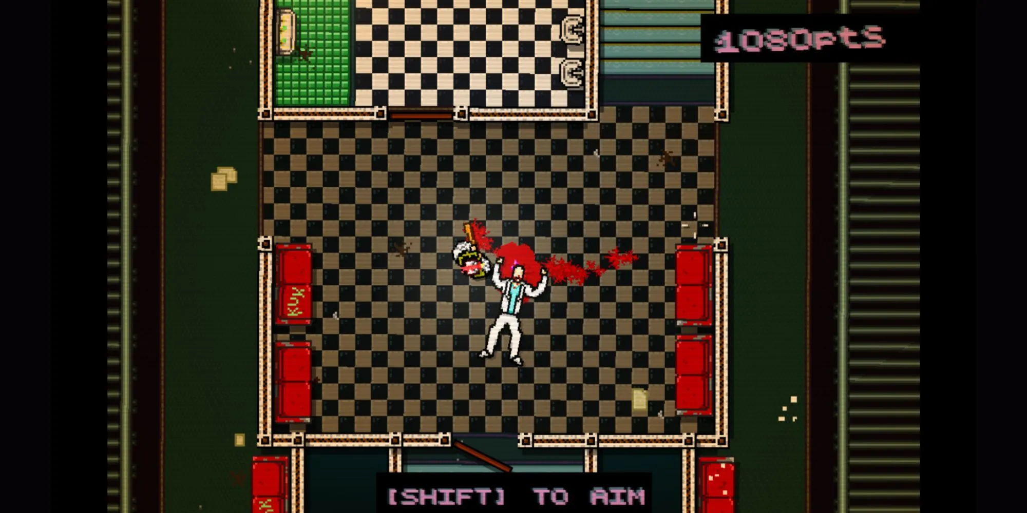 Giao diện chính của game Hotline Miami với phong cách retro đặc trưng
