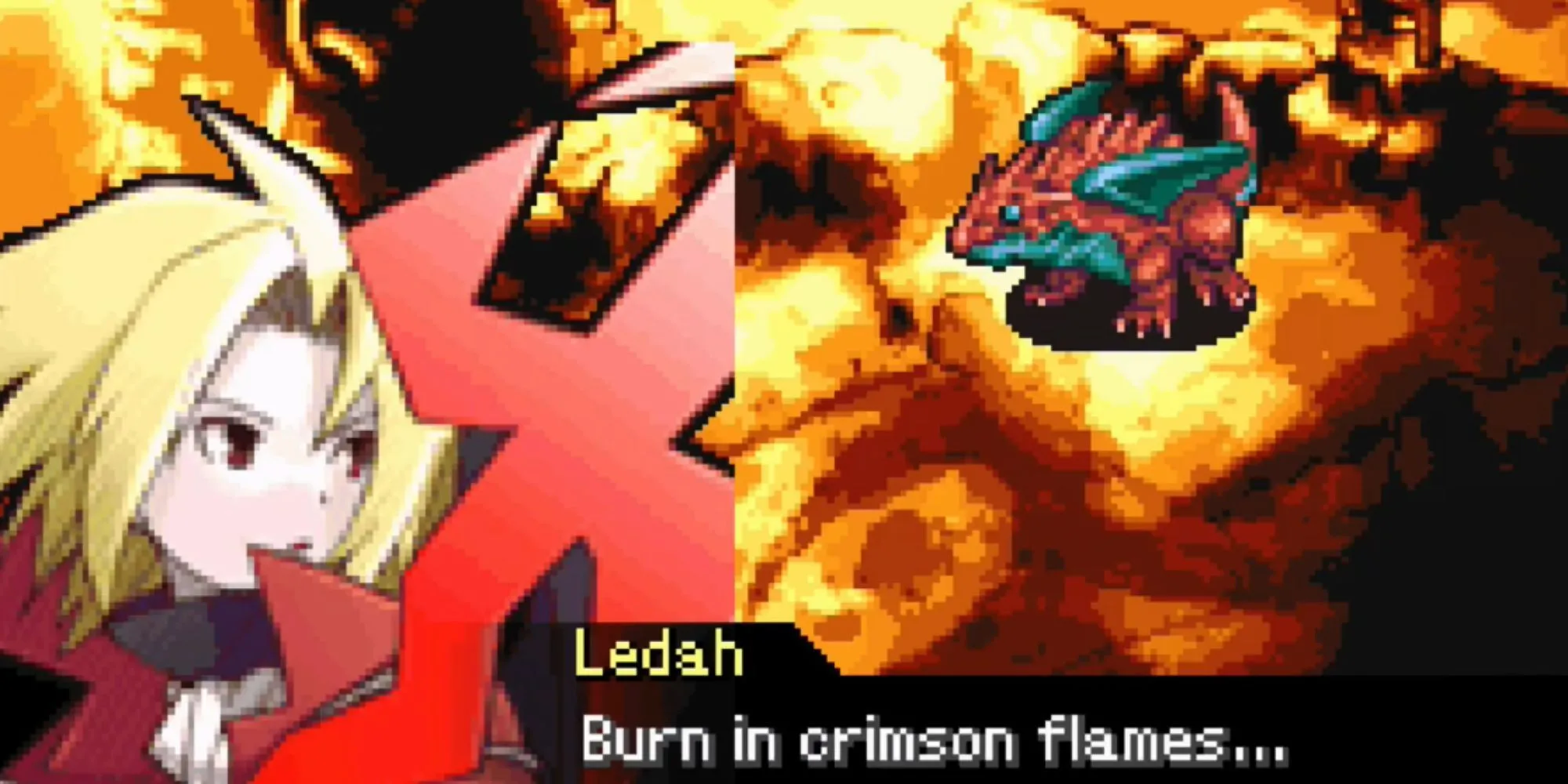 Giao diện trận chiến theo lượt của Riviera The Promised Land GBA, nổi bật với đồ họa pixel art chi tiết và các tùy chọn chiến thuật.