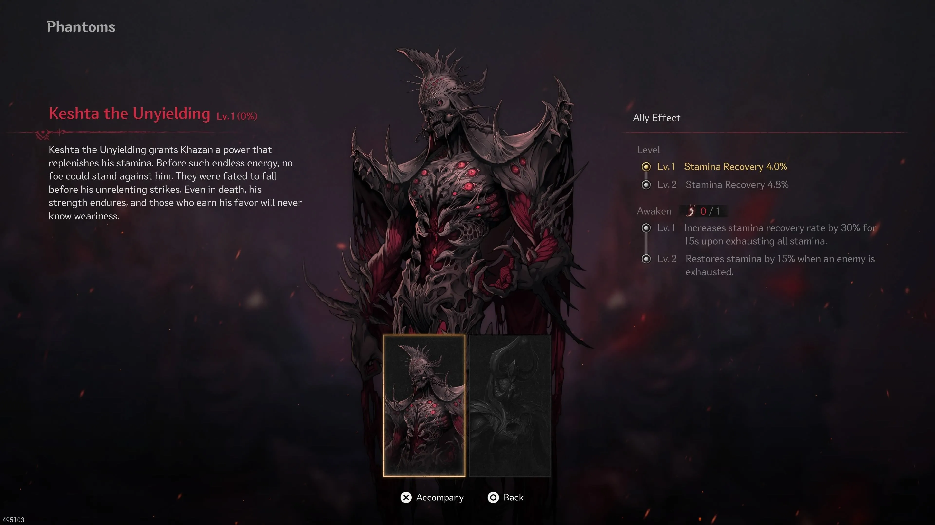Giao diện trang bị Phantom Keshta tại Blade Nexus trong The First Berserker Khazan