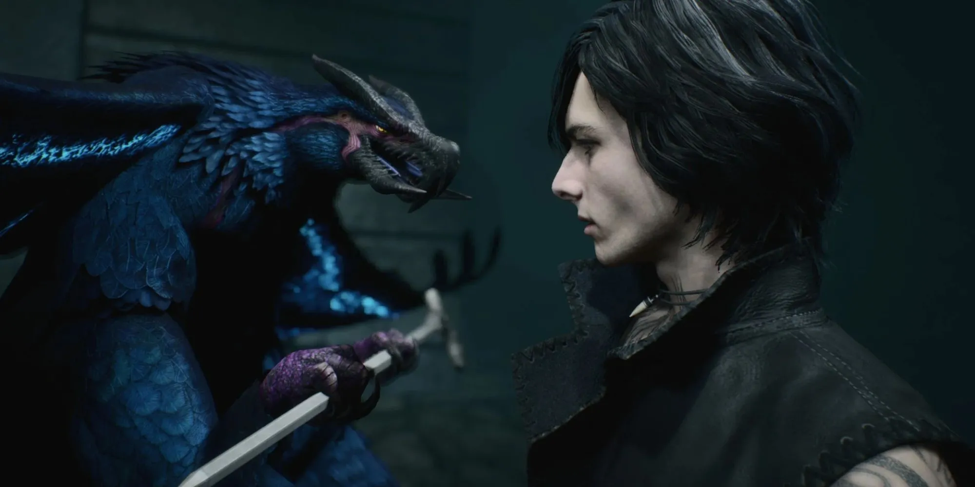 Griffon, thuộc hạ hình dáng chim của V, sử dụng đòn đánh điện trong Devil May Cry 5