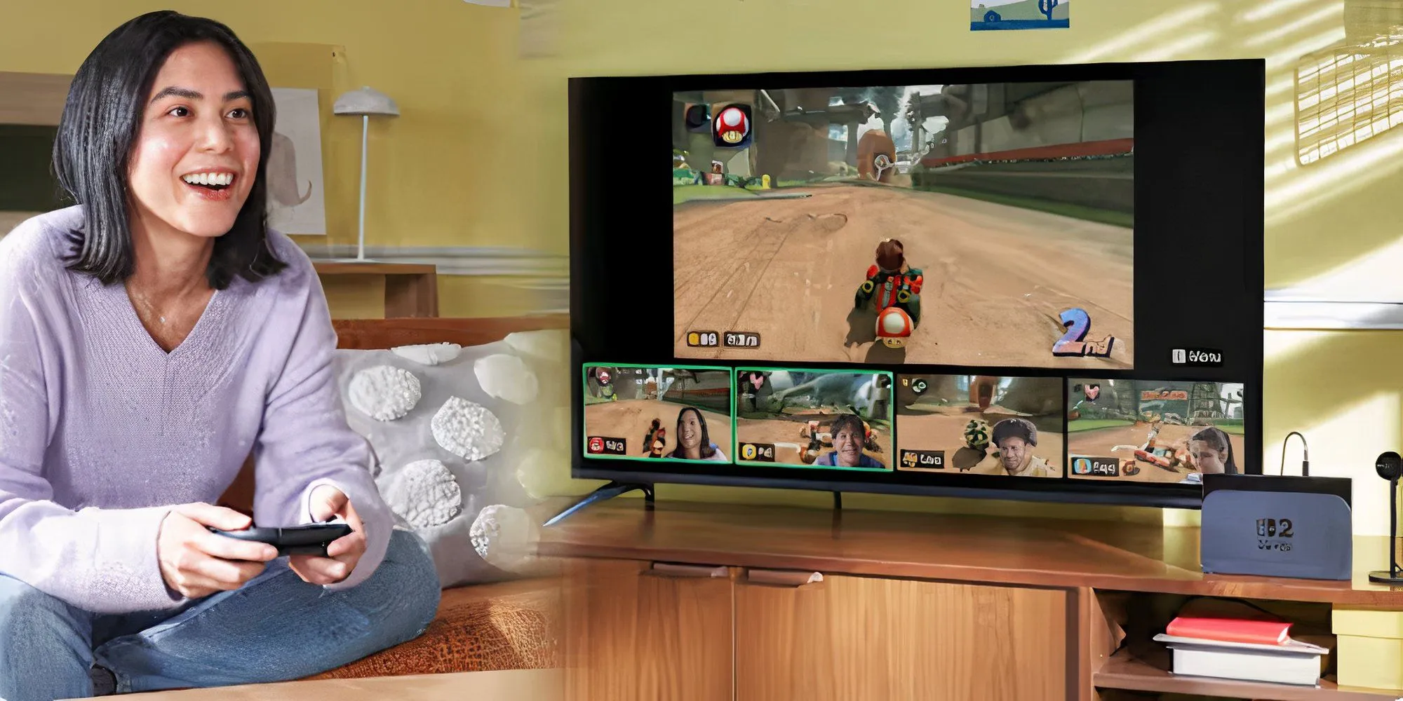Hai game thủ thảo luận về Nintendo Switch 2, thể hiện sự mong chờ.