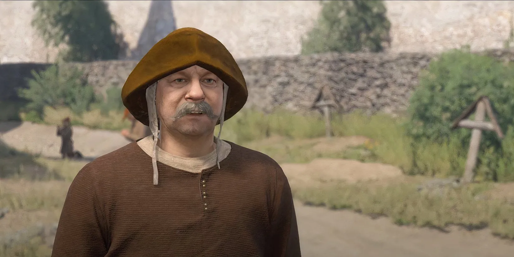 Henry nói chuyện với người đào mộ để thu thập thông tin về vụ án trong Kingdom Come Deliverance 2