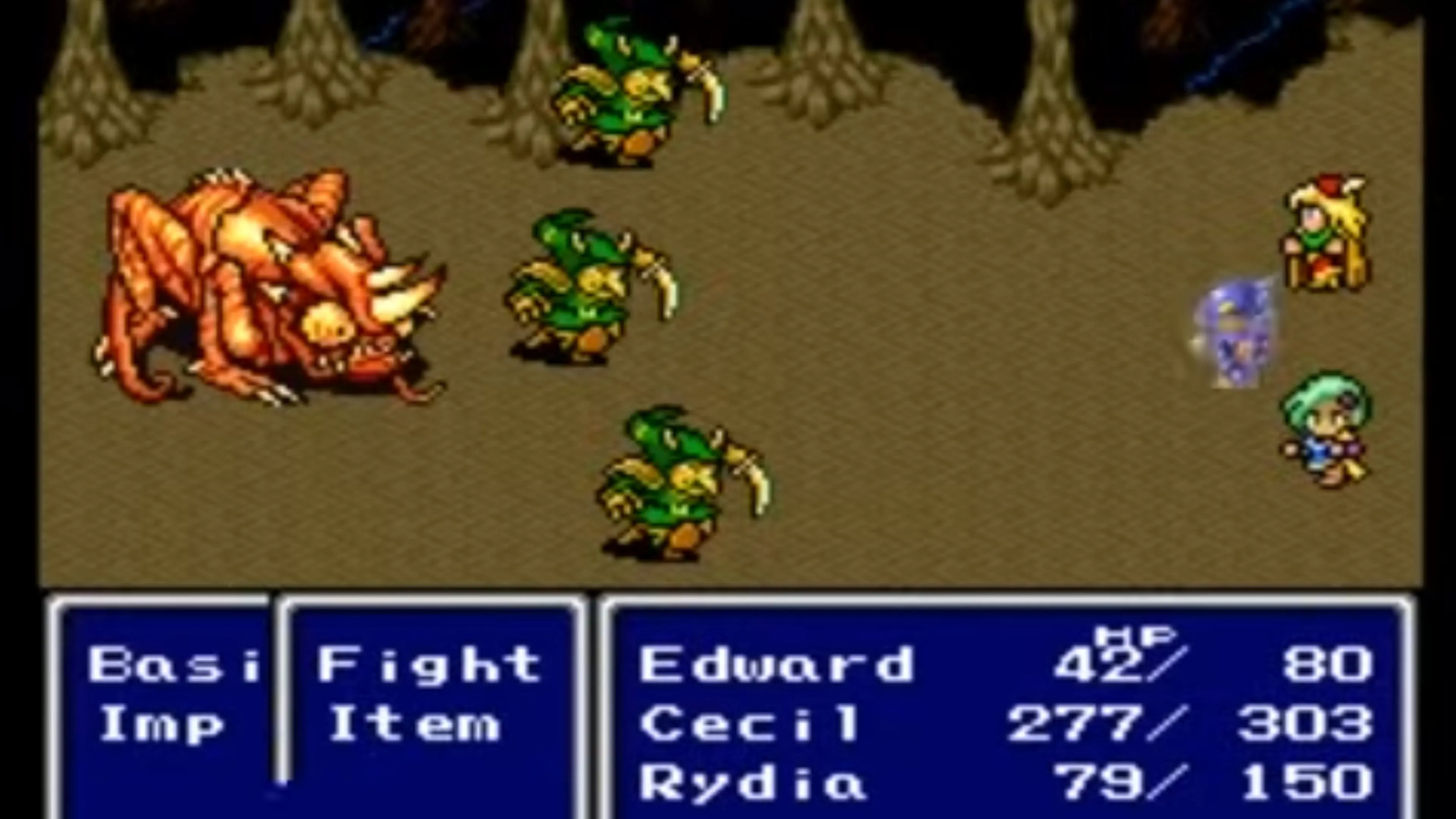 Hình ảnh chiến đấu trong game Final Fantasy II với hệ thống phát triển nhân vật độc đáo