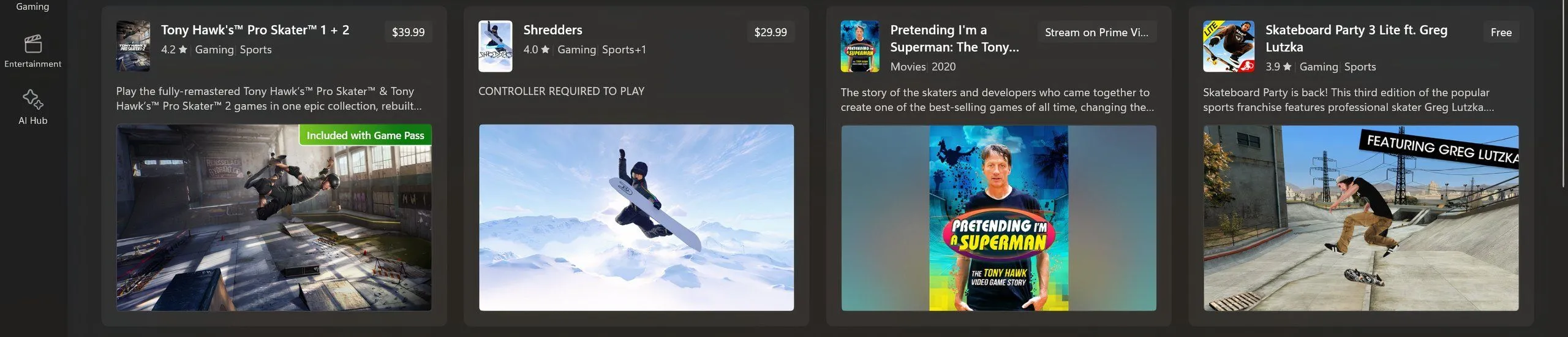 Hình ảnh Windows Store hiển thị các tựa game Call of Duty với nhãn &quot;Đã có trong Game Pass&quot;