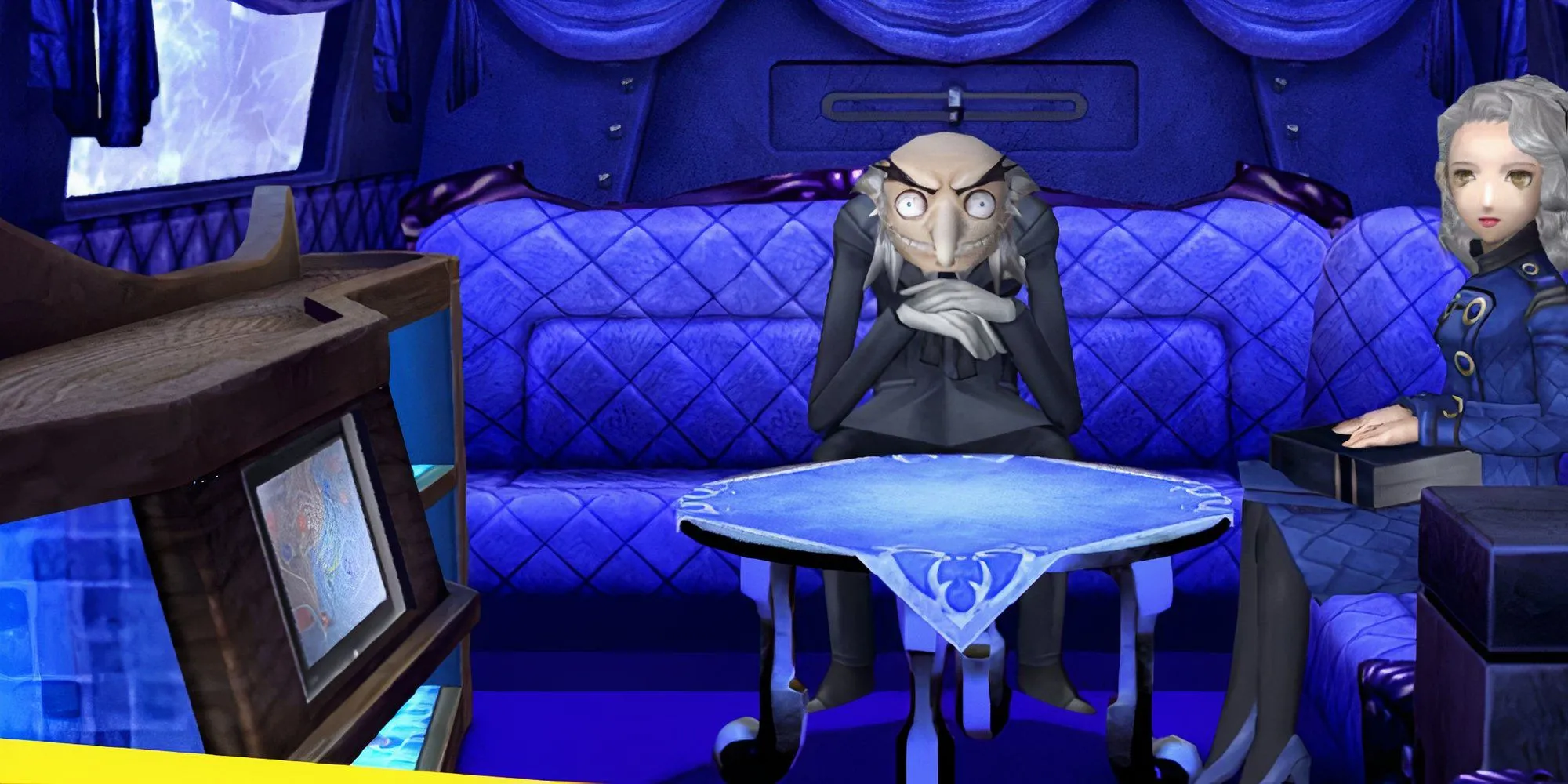Igor và Marie ngồi bên trong The Velvet Room trong Persona 4