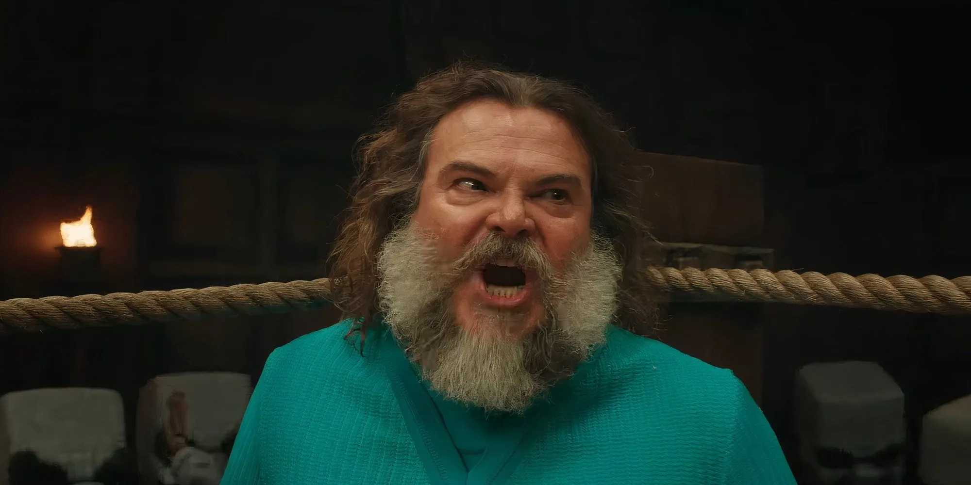 Jack Black trong vai Steve hét lớn Chicken Jockey trong phim Minecraft