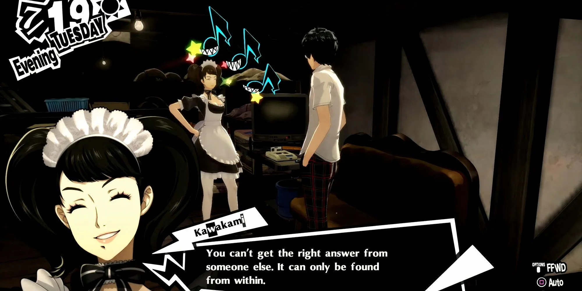 Kawakami quyết định từ bỏ công việc hầu gái sau khi nói chuyện với Joker trong Persona 5 Royal