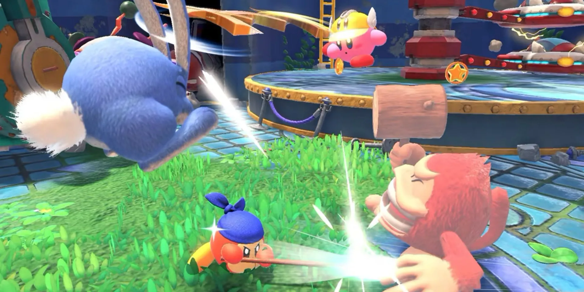 Kirby và Bandanna Waddle Dee trong thế giới của Kirby and the Forgotten Land
