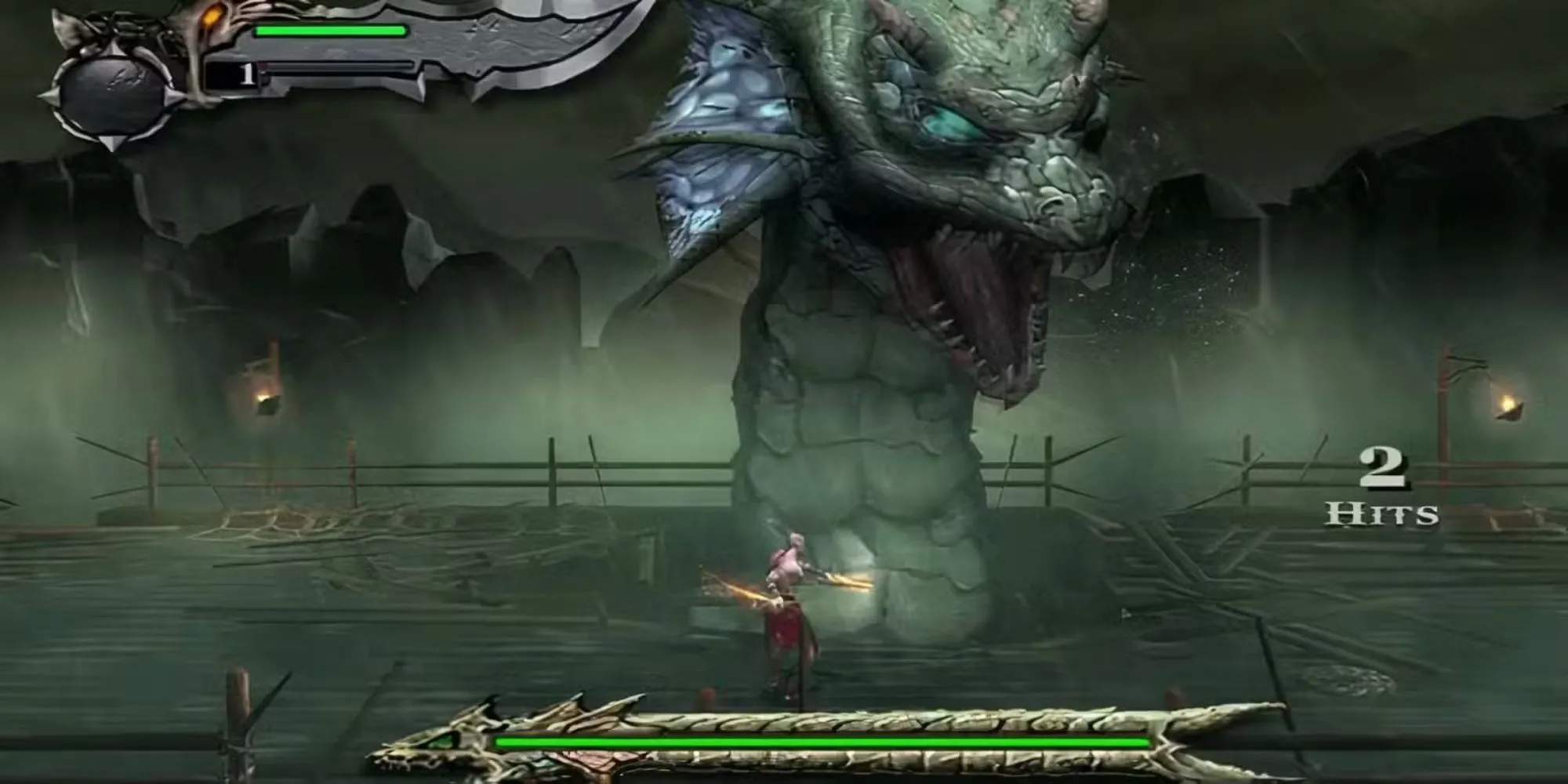 Kratos trong God of War 1 với cặp song đao Blades of Chaos quen thuộc