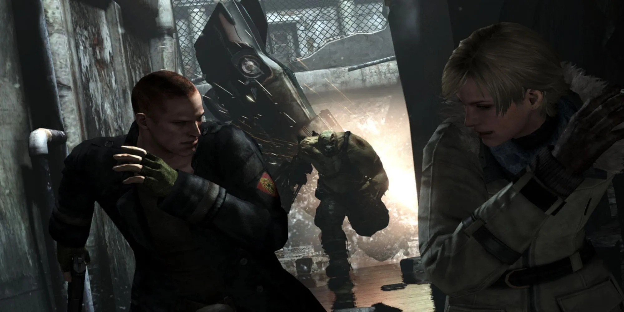 Leon S. Kennedy trong một pha hành động kịch tính của Resident Evil 6, tựa game bị chỉ trích vì quá xa rời yếu tố kinh dị.