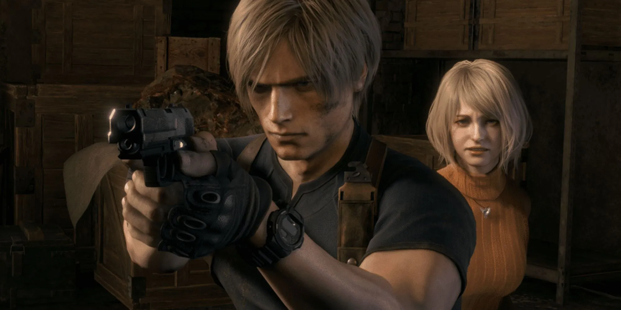 Leon S. Kennedy và Ashley Graham trong Resident Evil 4 Remake, tái hiện một trong những tựa game kinh dị sinh tồn kinh điển