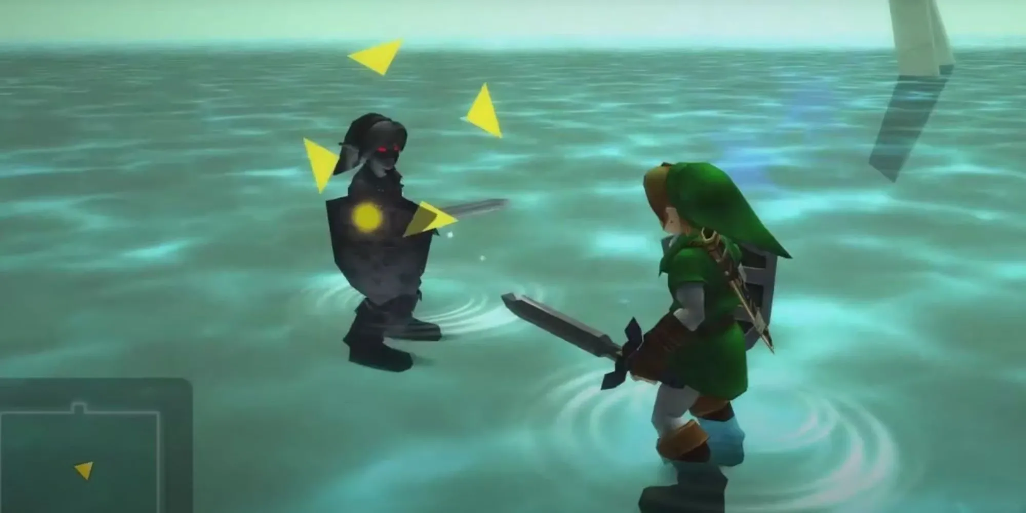 Link đối mặt Dark Link trong Đền Nước của The Legend of Zelda: Ocarina Of Time