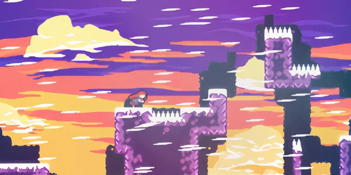Madeline vượt qua các chướng ngại vật nguy hiểm trong gió ở game Celeste