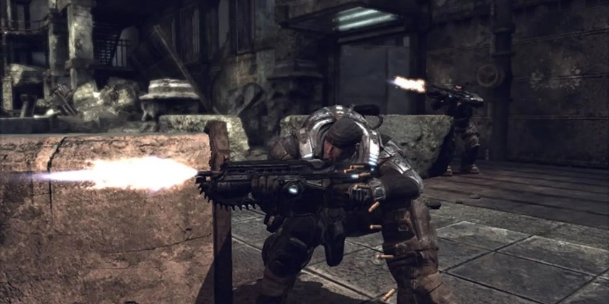 Marcus Fenix và đồng đội trong Gears of War 1 chuẩn bị chiến đấu