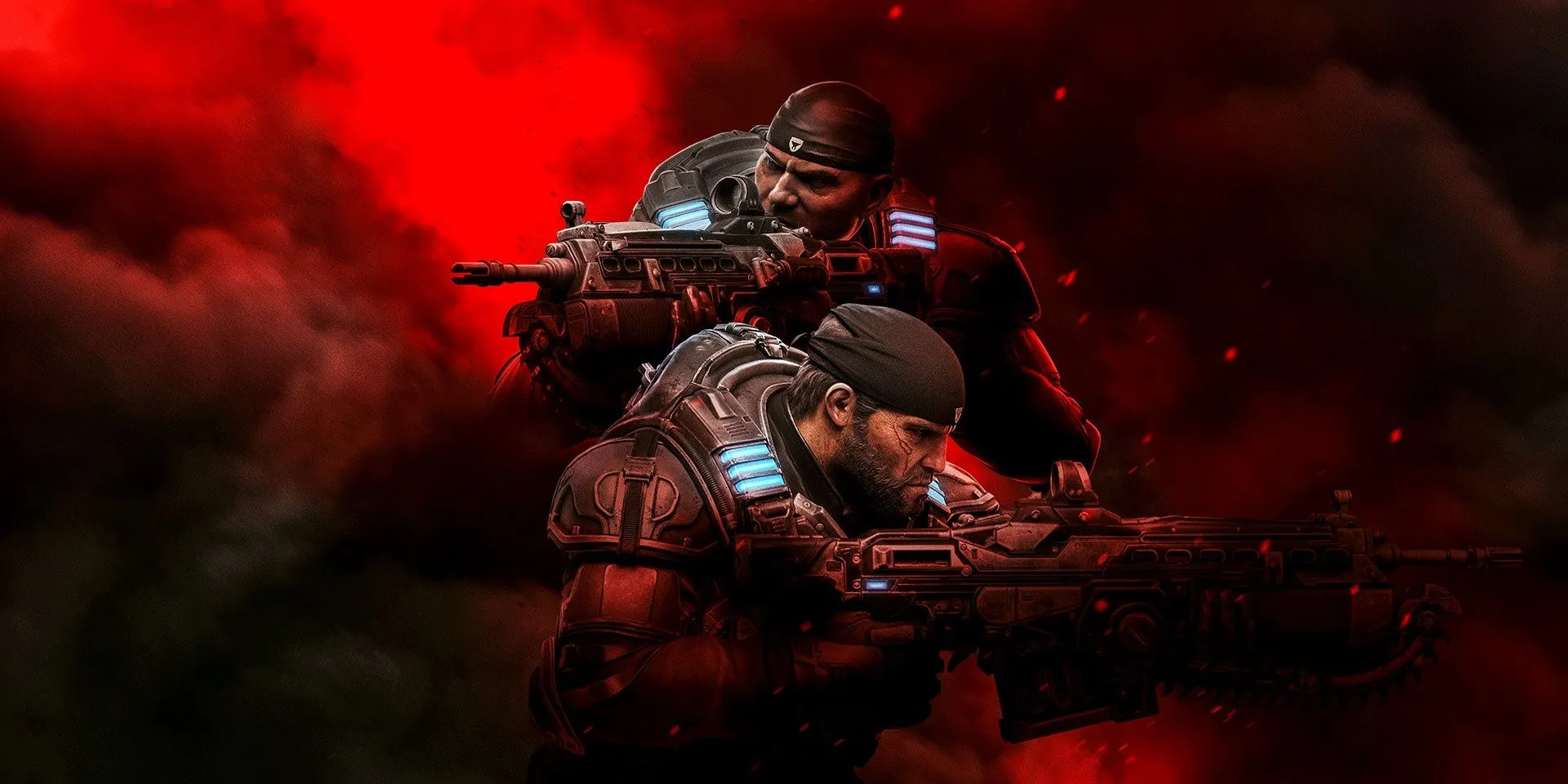 Marcus và Del ẩn nấp và chiến đấu trong Gears 5