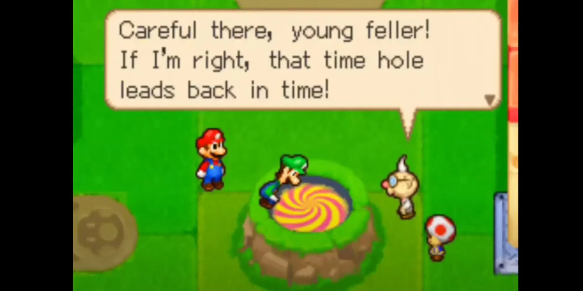 Mario và Luigi phiên bản người lớn và trẻ con trong Partners in Time cùng nhau phiêu lưu