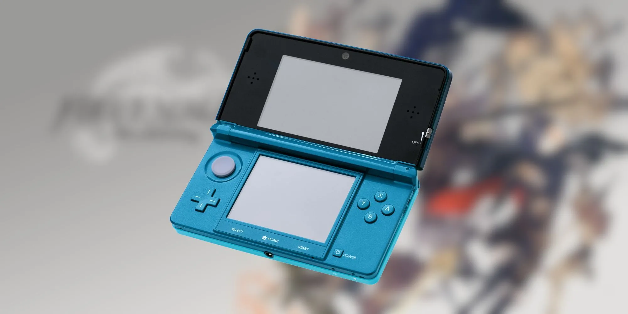 Máy chơi game cầm tay Nintendo 3DS màu xanh dương đang mở