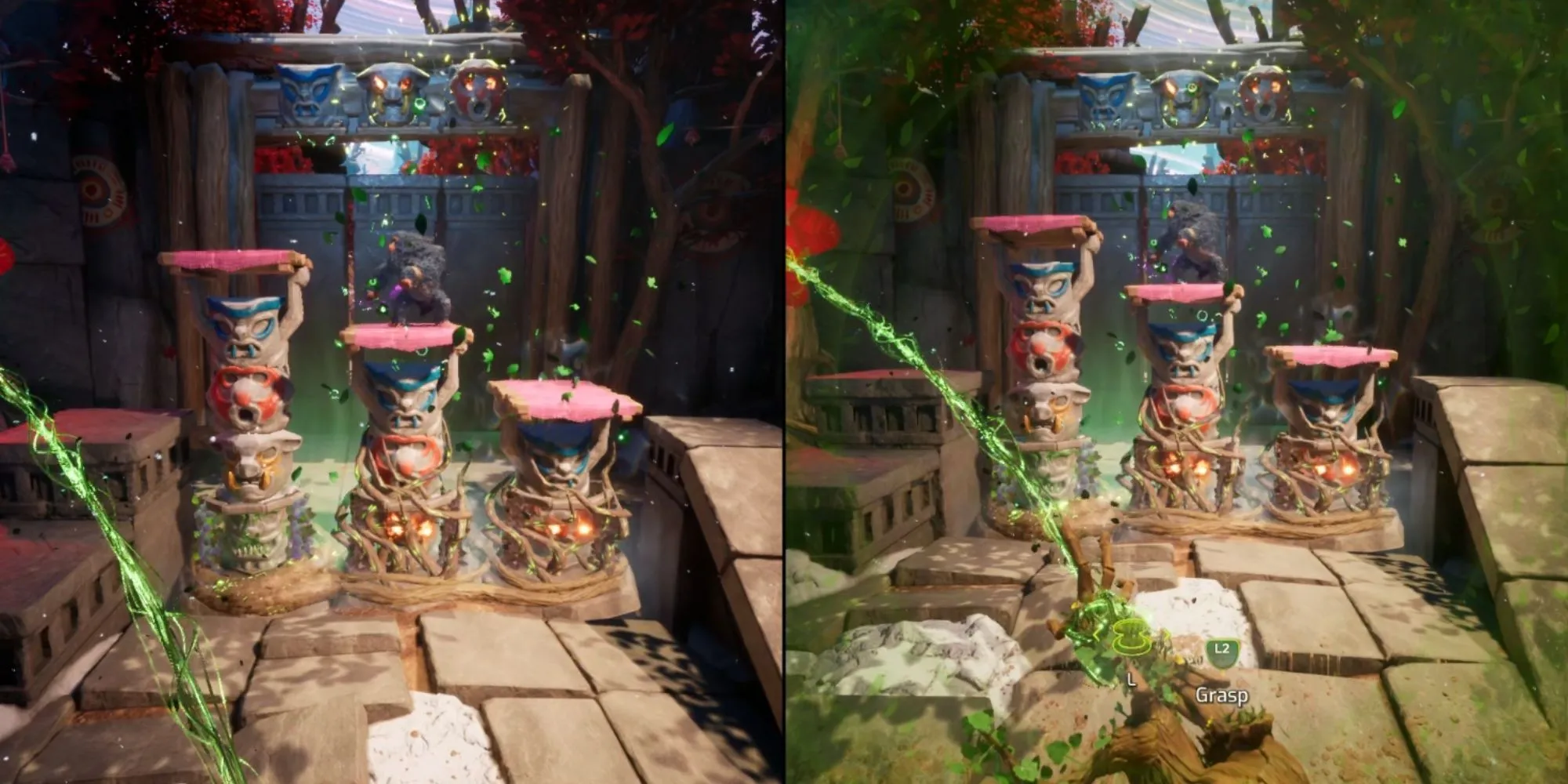 Mio và Zoe giải đố totem để mở cổng vào khu vực của Monkey King trong Silly Monkeys