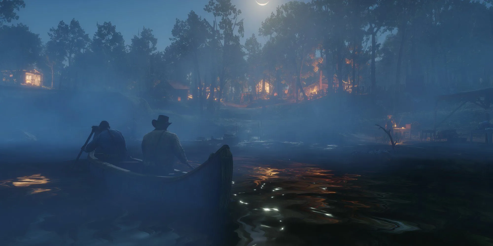 Mô tả Arthur Morgan tận hưởng không gian yên bình, chậm rãi trong thế giới RDR2