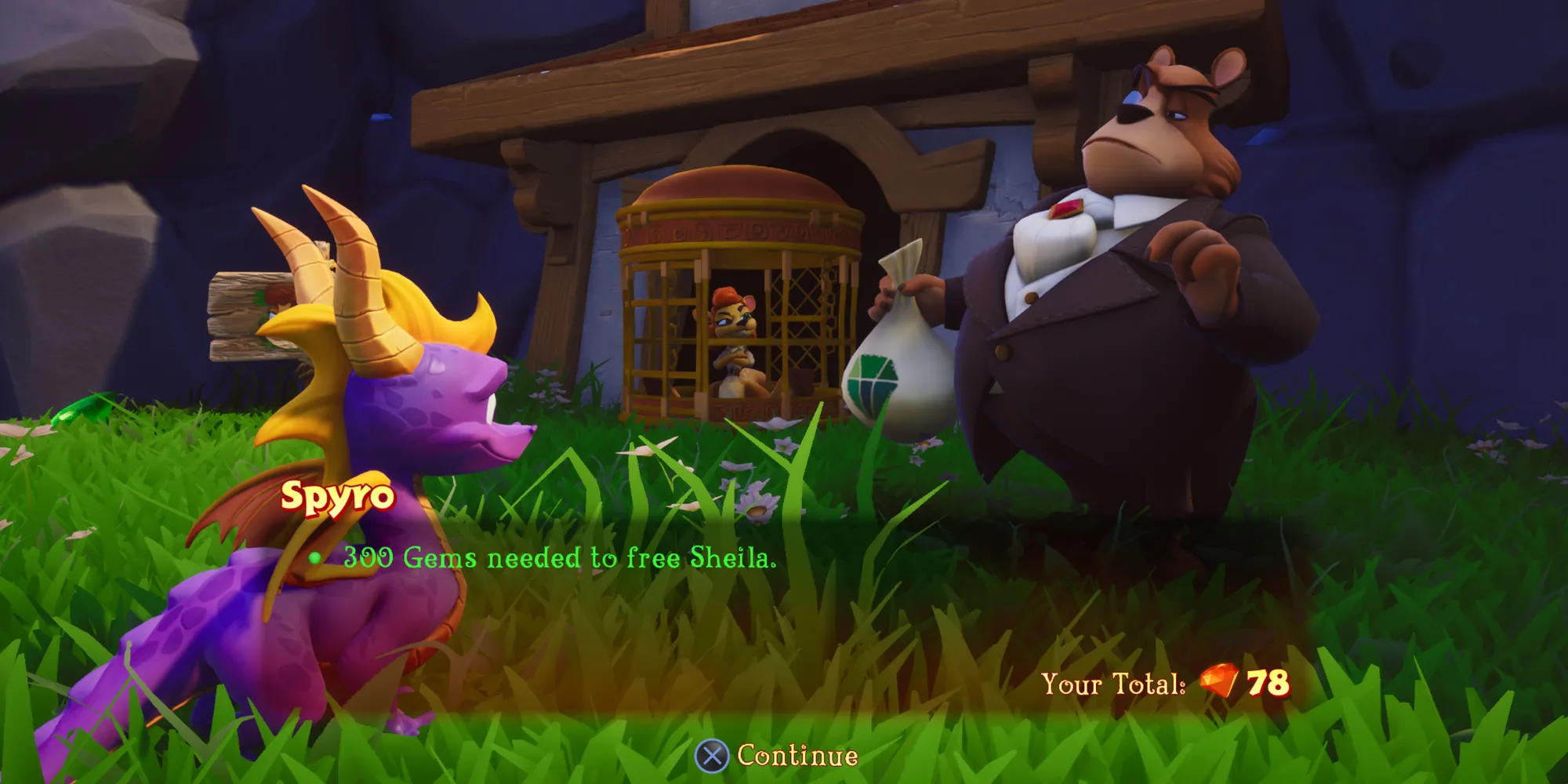 Moneybags, gấu tham lam chuyên chặn đường thu phí trong Spyro Reignited Trilogy.