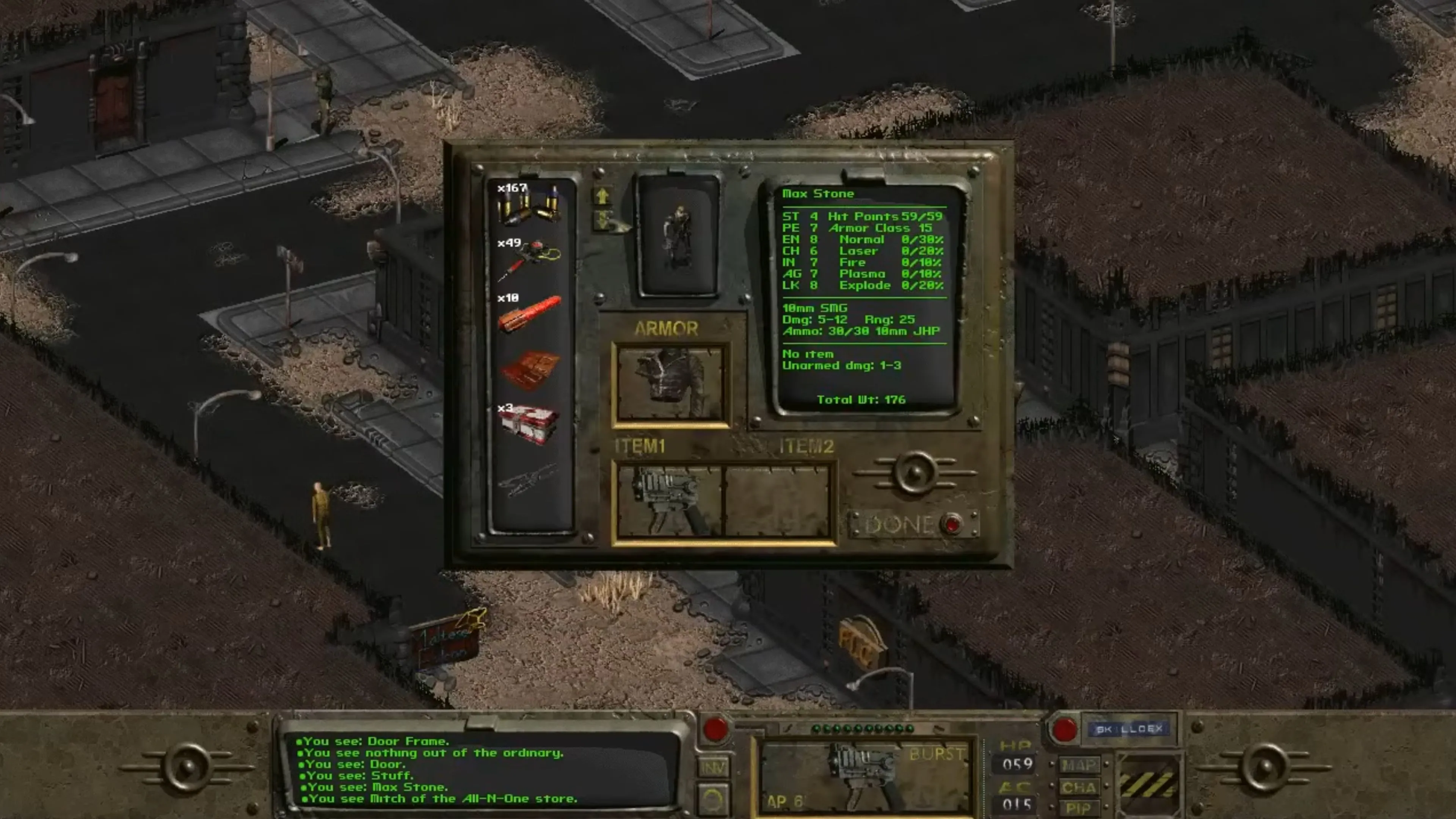Một khung cảnh hoang tàn đặc trưng của thế giới Fallout cổ điển, nơi người chơi khám phá và sinh tồn