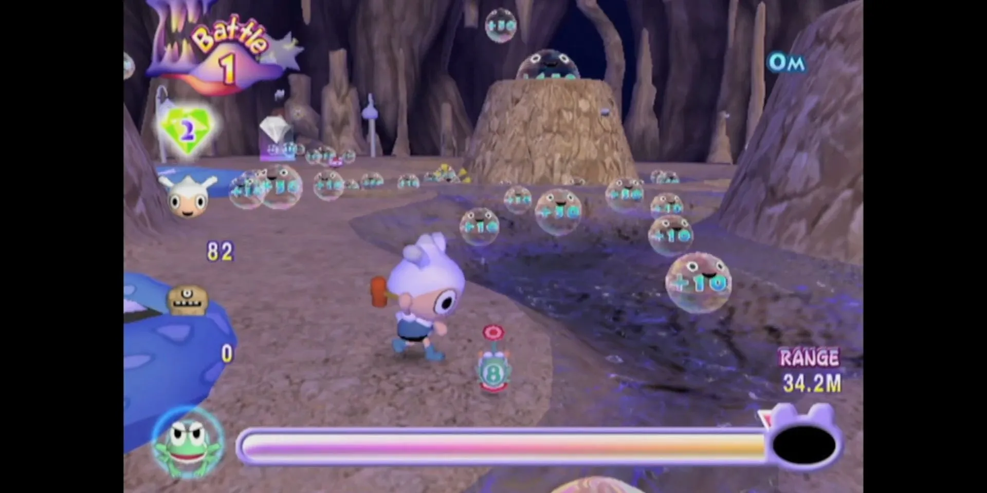Một người chơi chuẩn bị phóng con ếch trong game Ribbit King