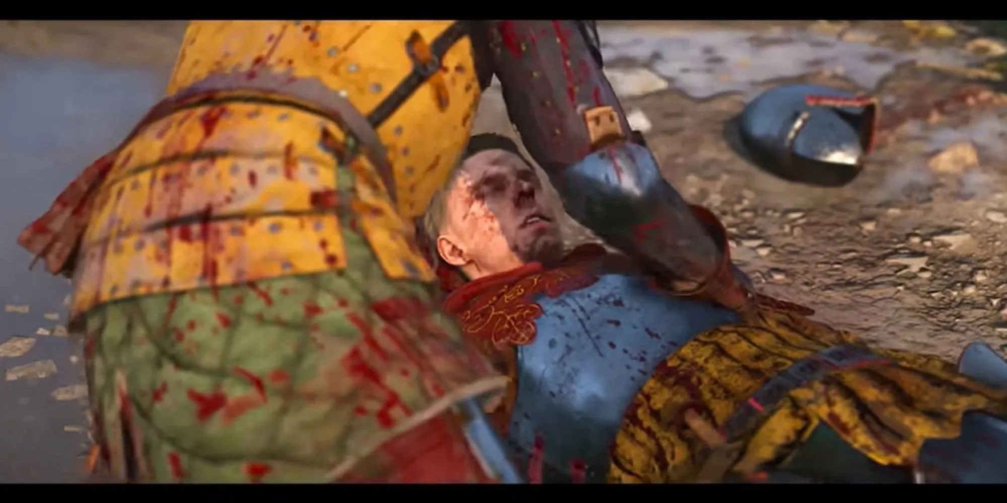 Một người đàn ông bị thương đang được chăm sóc trong thế giới của Kingdom Come Deliverance 2