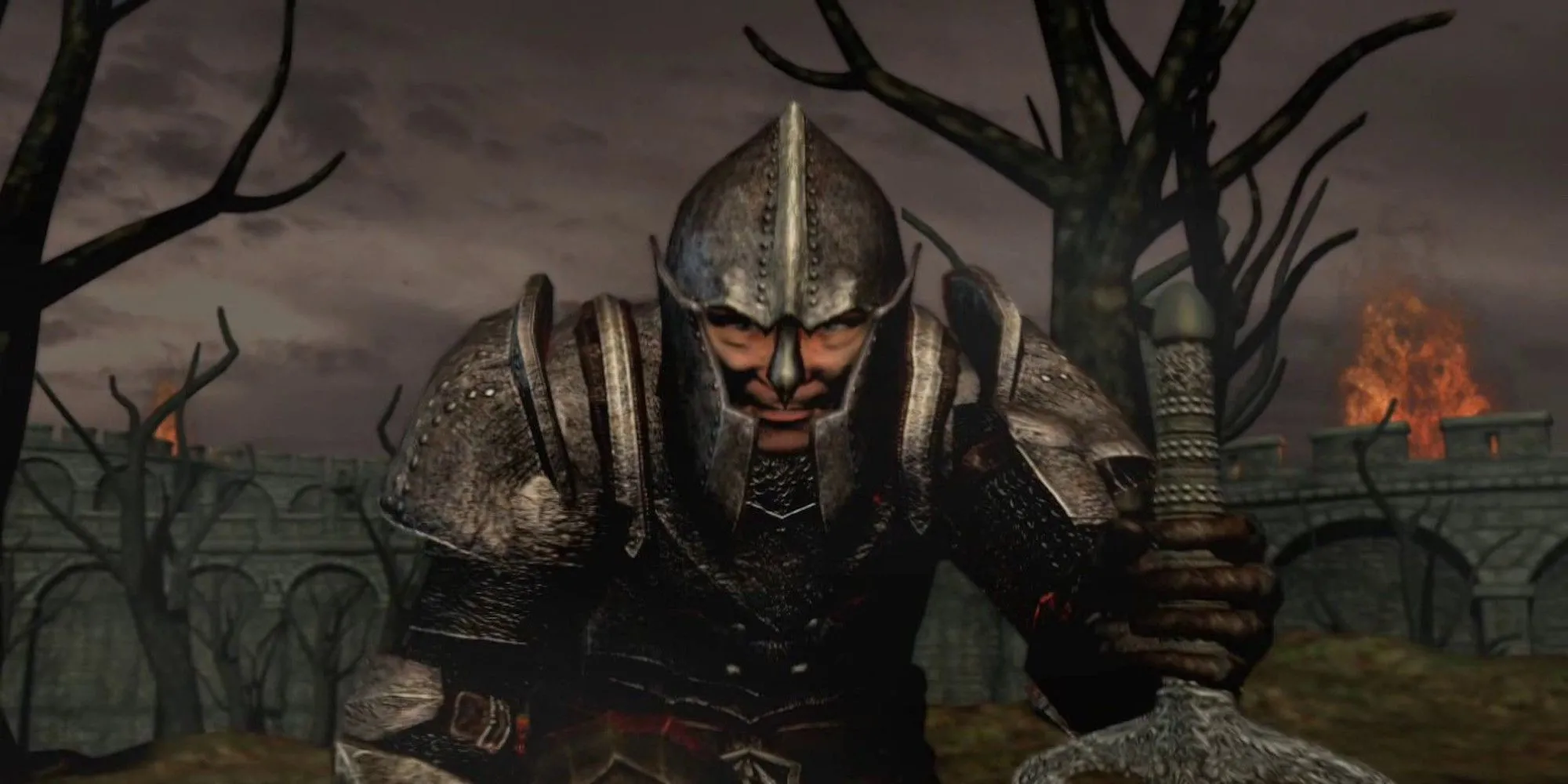 Một nhân vật trong Oblivion với biểu cảm như đang đối mặt với dung lượng file game khổng lồ