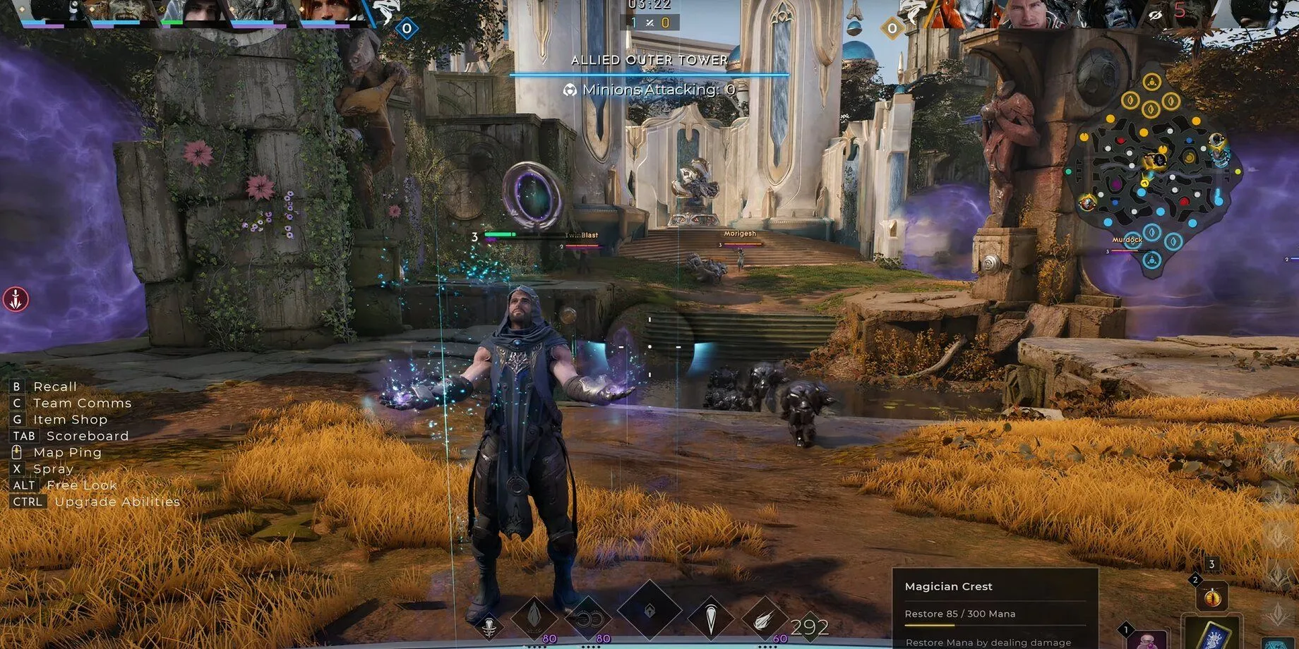 Một pháp sư tung chiêu đẹp mắt trong game MOBA Predecessor