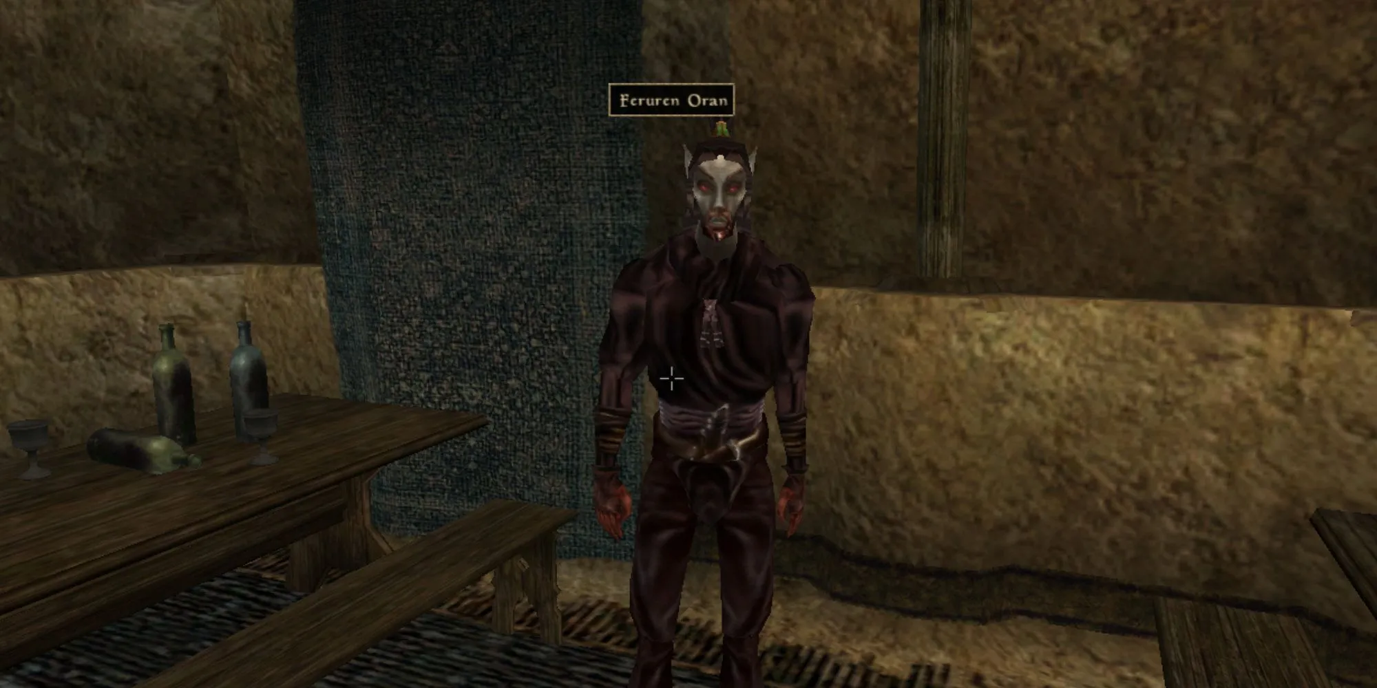 Người chơi tìm kiếm Feruren Oran trong Phường Hlaalu ở Vivec, Morrowind.