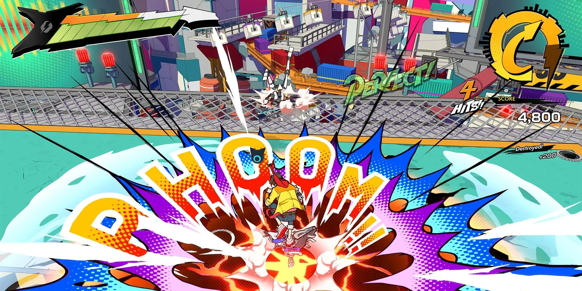 Nhân vật Chai chiến đấu theo nhịp điệu âm nhạc trong game hành động Hi-Fi Rush