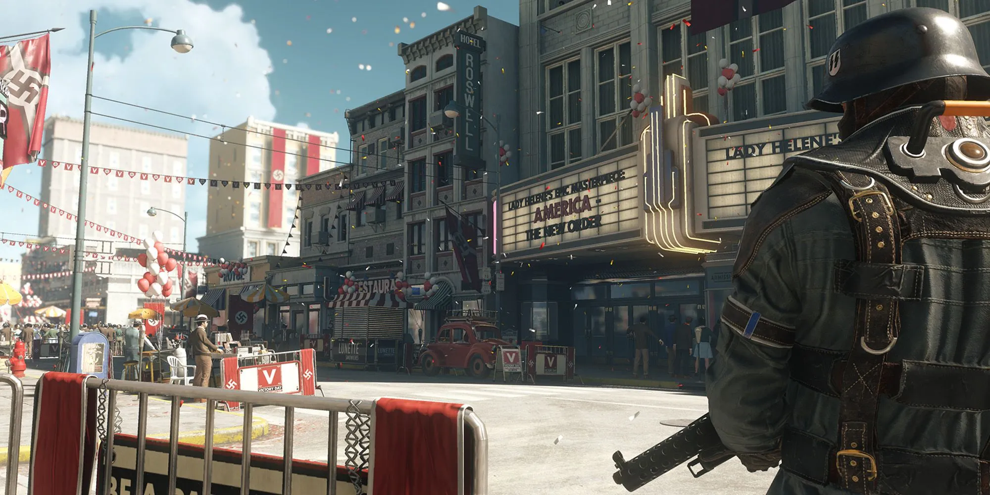 Nhân vật chính B.J. Blazkowicz trong Wolfenstein, dòng game FPS nổi tiếng với bối cảnh Đức Quốc Xã chiến thắng