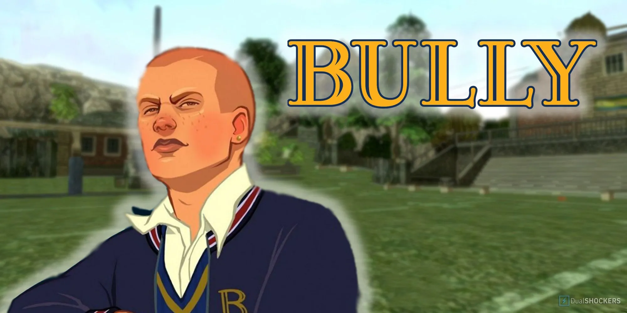 Nhân vật chính Jimmy Hopkins trong game Bully với khung cảnh trường học