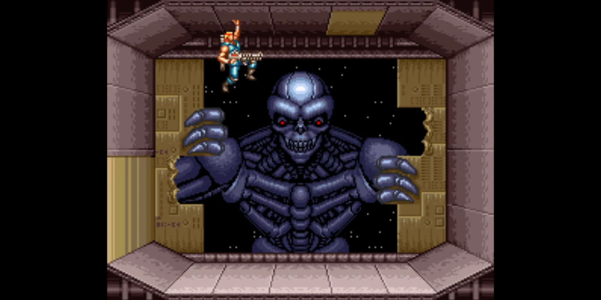Nhân vật Contra chiến đấu chống lại quái vật ngoài hành tinh trong Contra III The Alien Wars
