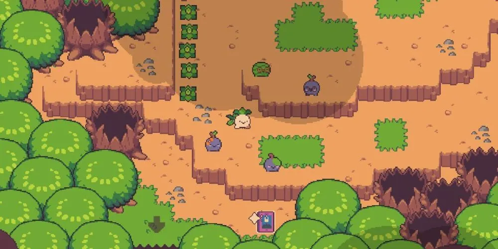 Nhân vật Củ Cải đang khám phá khu vực Rocky Ramp trong game Turnip Boy Commits Tax Evasion
