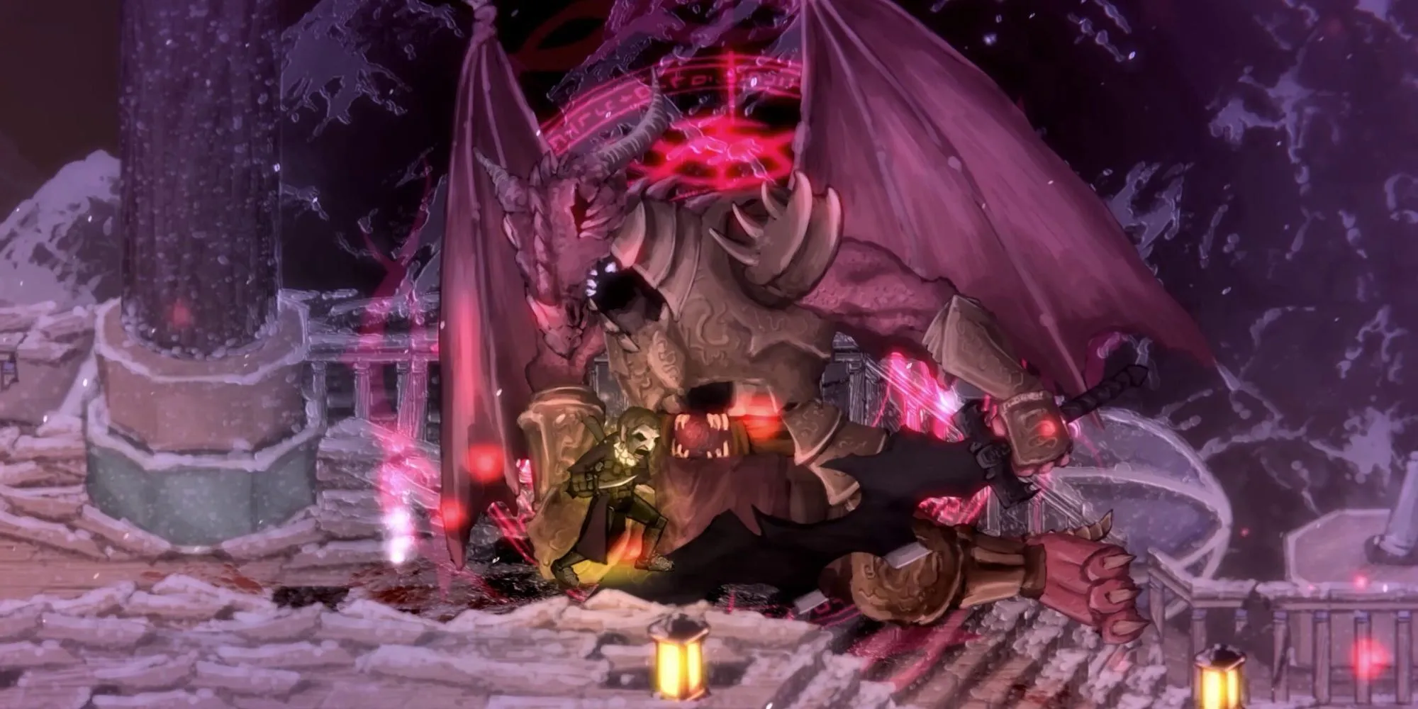 Nhân vật đối đầu với quái vật trong game Salt and Sacrifice, ví dụ về thiết kế boss